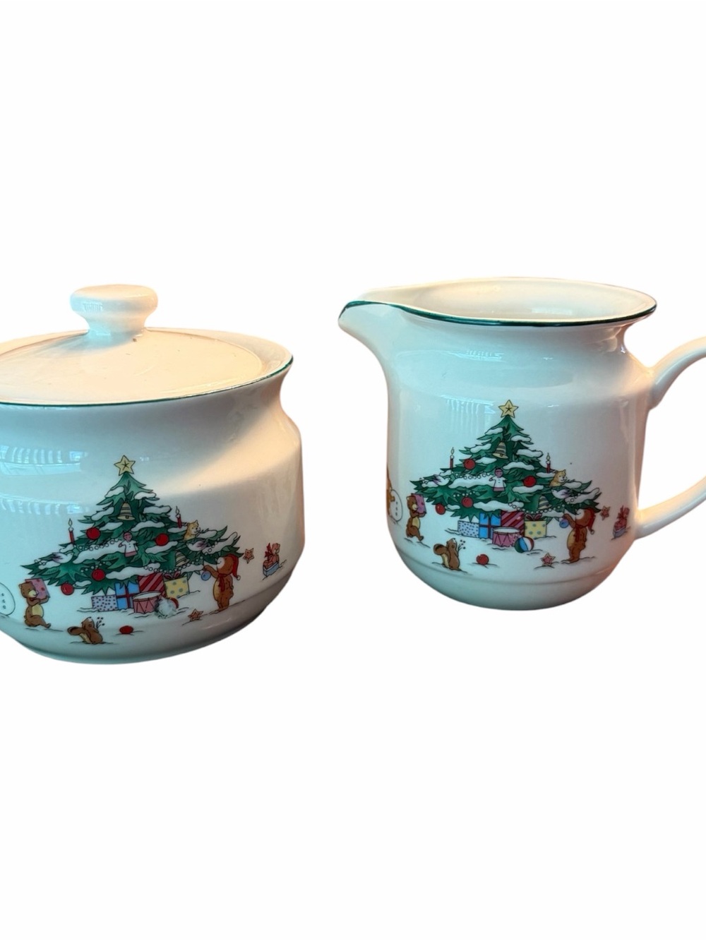 Whimsical Christmas Holiday Creamer & Sugar Set